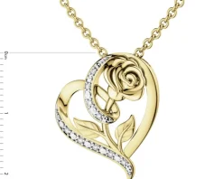 Apart Zawieszka z żółtego złota z diamentami - serce, róża - 0,05 ct - próba 585< Zawieszki