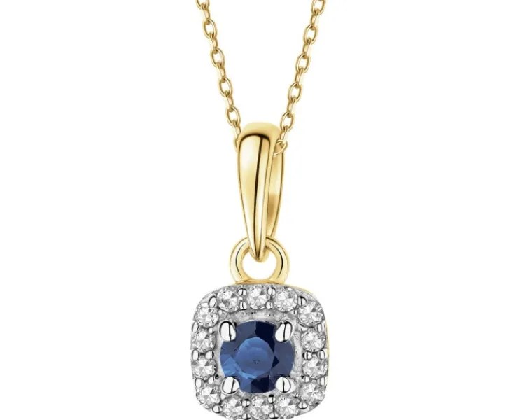 Apart Zawieszka z żółtego złota z diamentami i szafirem - próba 585< Wszystkie