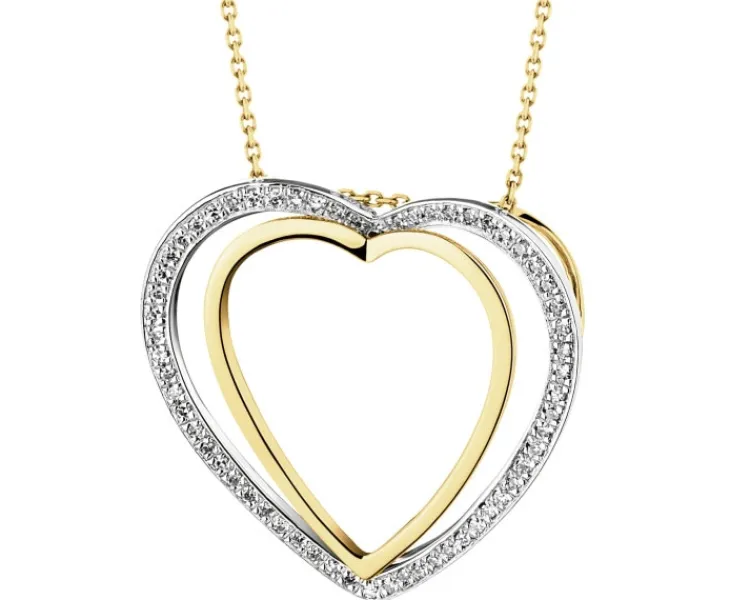 Apart Zawieszka z żółtego złota z diamentami - serca - 0,10 ct - próba 375< Zawieszki