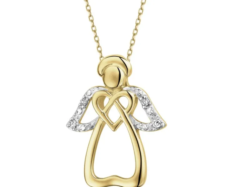 Apart Zawieszka z żółtego złota z diamentami - aniołek, serce - 0,01 ct - próba 375< Wszystkie