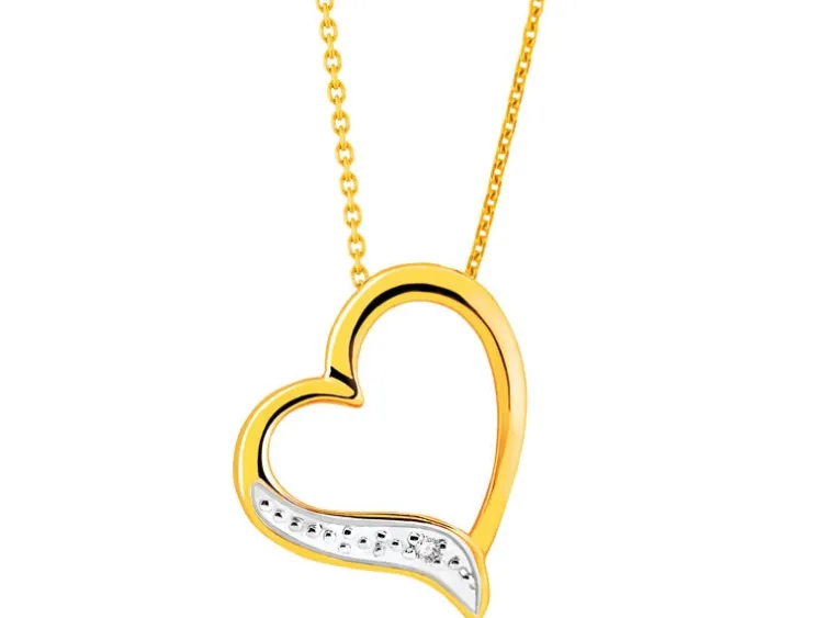 Discount Apart Zawieszka z żółtego złota z diamentem - serce - 0,005 ct - próba 375