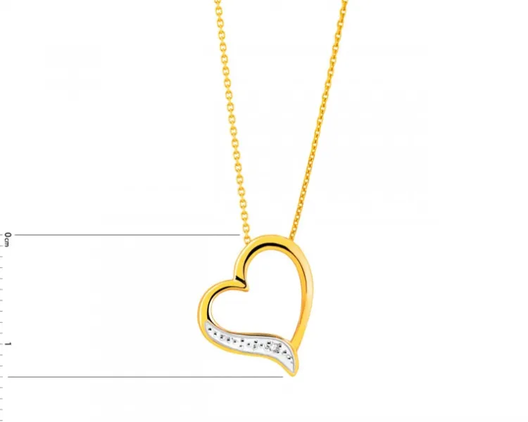 Discount Apart Zawieszka z żółtego złota z diamentem - serce - 0,005 ct - próba 375