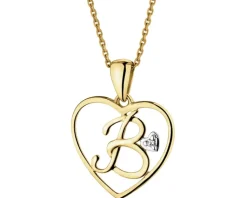 New Apart Zawieszka z żółtego złota z diamentem - litera B, serce - 0,005 ct - próba 375