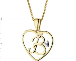 New Apart Zawieszka z żółtego złota z diamentem - litera B, serce - 0,005 ct - próba 375