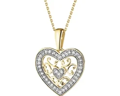 Discount Apart Zawieszka z żółtego złota z diamentami - serce - 0,12 ct - próba 585