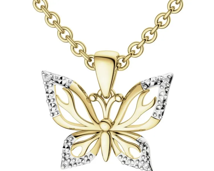 Apart Zawieszka z żółtego złota z diamentami - motyl - 0,01 ct - próba 375< Zawieszki