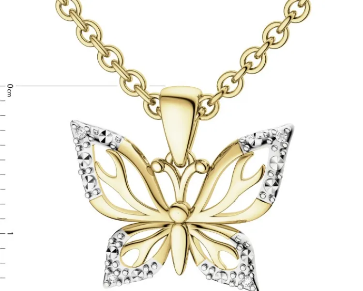 Apart Zawieszka z żółtego złota z diamentami - motyl - 0,01 ct - próba 375< Zawieszki