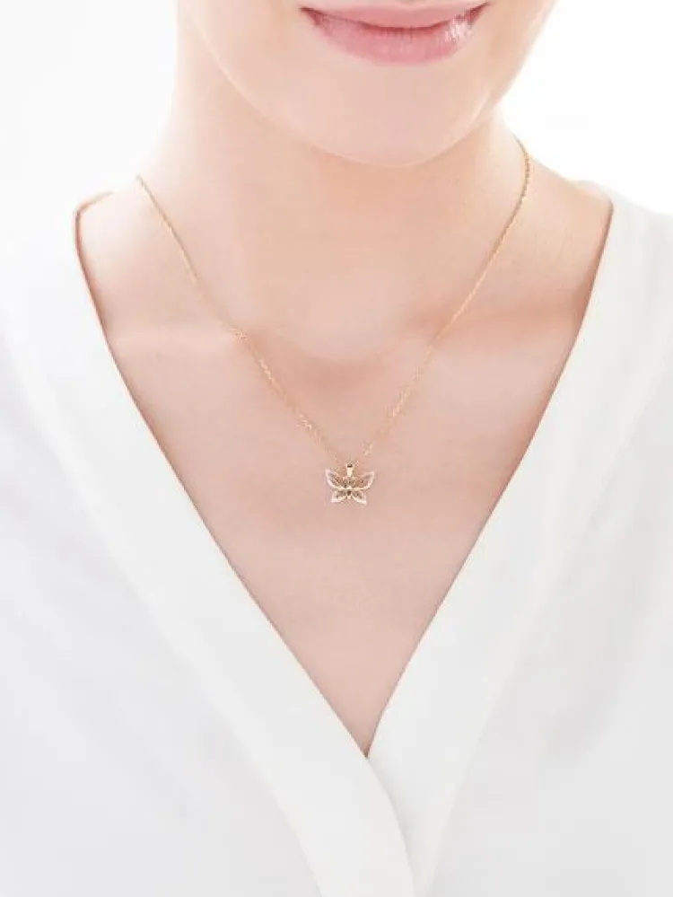 Apart Zawieszka z żółtego złota z diamentami - motyl - 0,01 ct - próba 375< Zawieszki