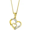 Apart Zawieszka z żółtego złota z diamentami - serca - 0,005 ct - próba 585< Zawieszki