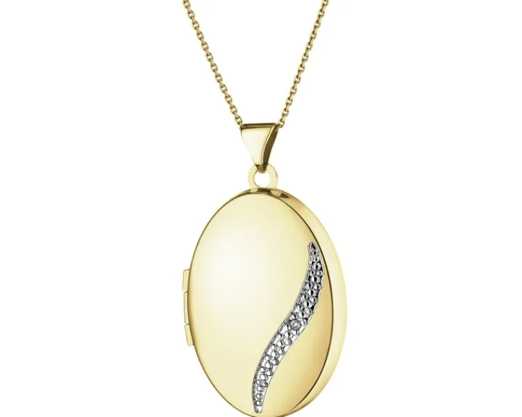 Discount Apart Zawieszka z żółtego złota z diamentem - puzderko - 0,005 ct - próba 585