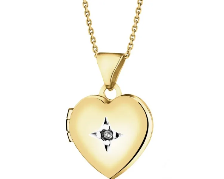 Apart Zawieszka z żółtego złota z diamentem - puzderko - serce - 0,005 ct - próba 375< Zawieszki
