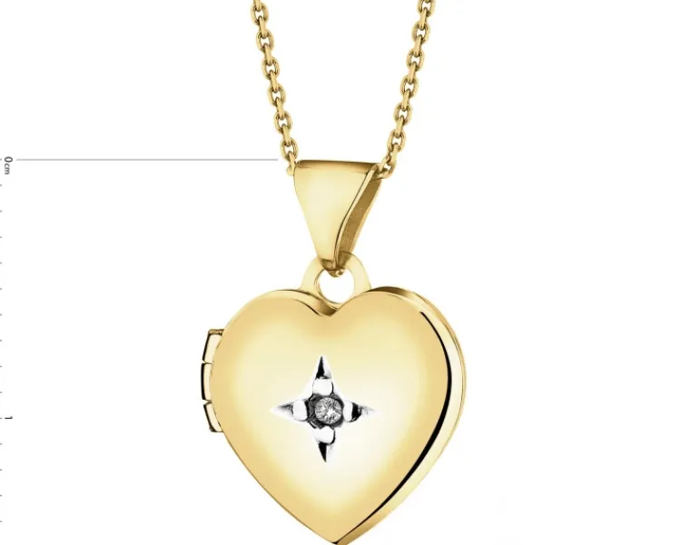 Apart Zawieszka z żółtego złota z diamentem - puzderko - serce - 0,005 ct - próba 375< Zawieszki