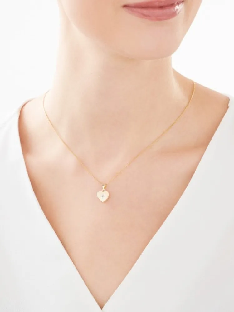Apart Zawieszka z żółtego złota z diamentem - puzderko - serce - 0,005 ct - próba 375< Zawieszki