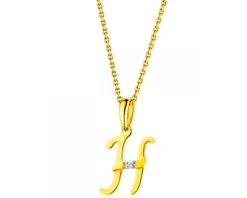 Clearance Apart Zawieszka z żółtego złota z diamentem - litera H - 0,004 ct - próba 585