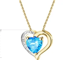 Clearance Apart Zawieszka z żółtego złota z diamentem i topazem - serce - próba 585