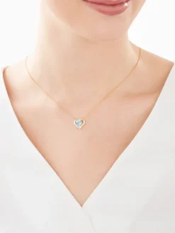 Clearance Apart Zawieszka z żółtego złota z diamentem i topazem - serce - próba 585
