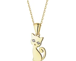 Apart Zawieszka z żółtego złota z diamentami - kot - 0,008 ct - próba 375