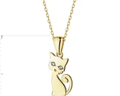 Apart Zawieszka z żółtego złota z diamentami - kot - 0,008 ct - próba 375