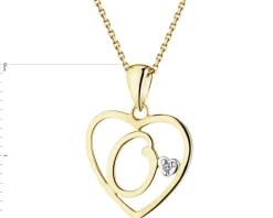 Apart Zawieszka z żółtego złota z diamentem - litera O, serce - 0,005 ct - próba 375< Zawieszki
