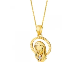Apart Zawieszka z żółtego złota z diamentem - medalik Matka Boska - 0,004 ct - próba 375< Zawieszki