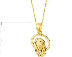Apart Zawieszka z żółtego złota z diamentem - medalik Matka Boska - 0,004 ct - próba 375< Zawieszki