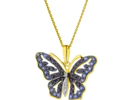 Apart Zawieszka z żółtego złota z diamentami i szafirami - motyl - próba 585< Zawieszki