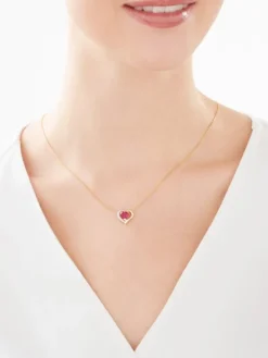 Online Apart Zawieszka z żółtego złota z diamentem i rubinem syntetycznym - serce - próba 375