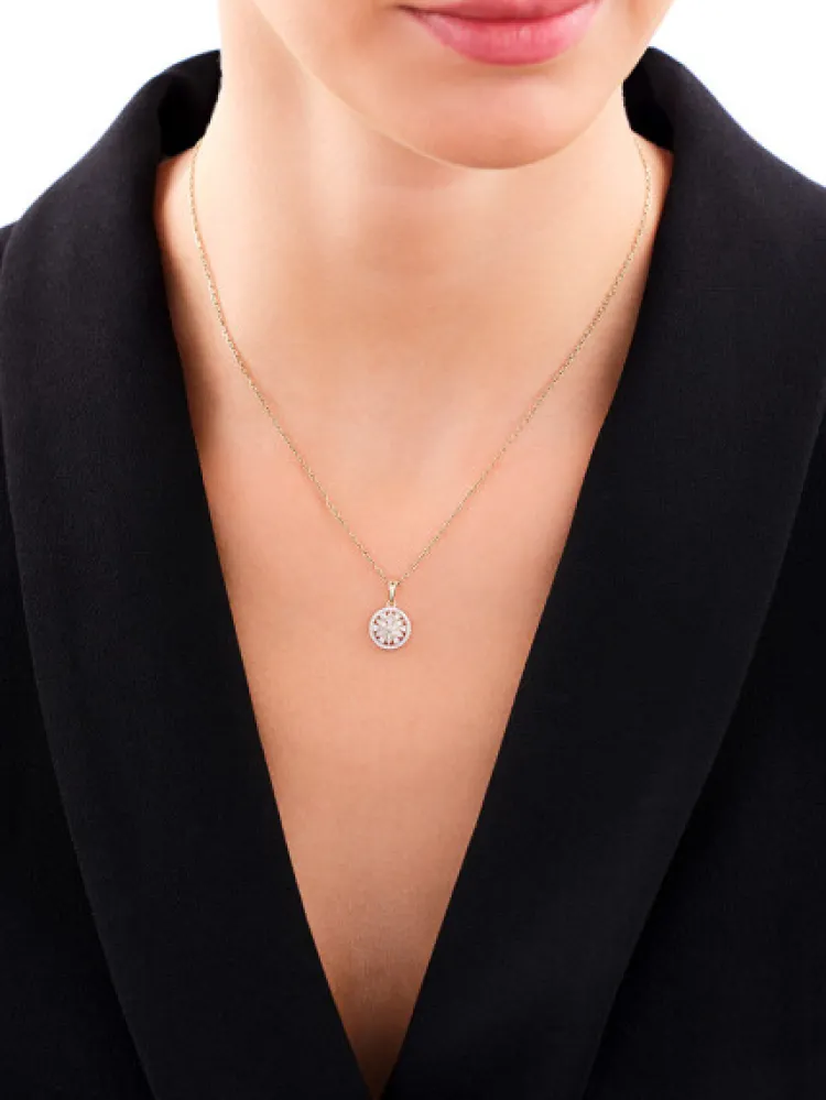 Apart Zawieszka z żółtego złota z diamentami - rozeta - 0,20 ct - próba 585< Zawieszki