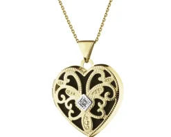 Apart Zawieszka z żółtego złota z diamentem - puzderko - serce - 0,01 ct - próba 585< Zawieszki