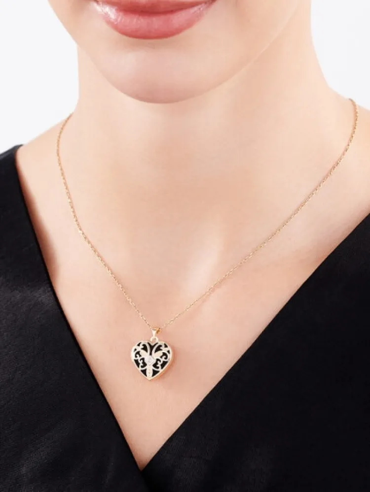 Apart Zawieszka z żółtego złota z diamentem - puzderko - serce - 0,01 ct - próba 585< Zawieszki