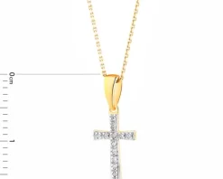 Outlet Apart Zawieszka z żółtego złota z diamentami - krzyż - 0,02 ct - próba 585
