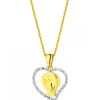 Apart Zawieszka z żółtego złota z diamentami - medalik Matka Boska, serce - 0,01 ct - próba 375< Zawieszki