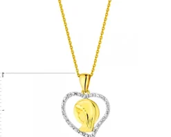 Apart Zawieszka z żółtego złota z diamentami - medalik Matka Boska, serce - 0,01 ct - próba 375< Zawieszki