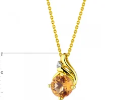 Clearance Apart Zawieszka z żółtego złota z diamentem i cytrynem - próba 375