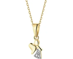 Clearance Apart Zawieszka z żółtego złota z diamentem - aniołek - 0,002 ct - próba 585