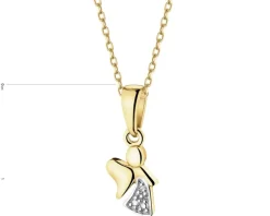 Clearance Apart Zawieszka z żółtego złota z diamentem - aniołek - 0,002 ct - próba 585