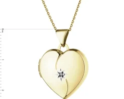 Clearance Apart Zawieszka z żółtego złota z diamentem - puzderko - serce - 0,005 ct - próba 585