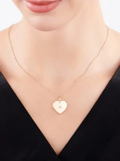 Clearance Apart Zawieszka z żółtego złota z diamentem - puzderko - serce - 0,005 ct - próba 585