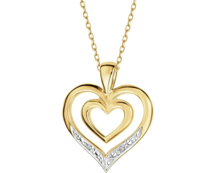 Apart Zawieszka z żółtego złota z diamentami - serca - 0,005 ct - próba 585< Zawieszki