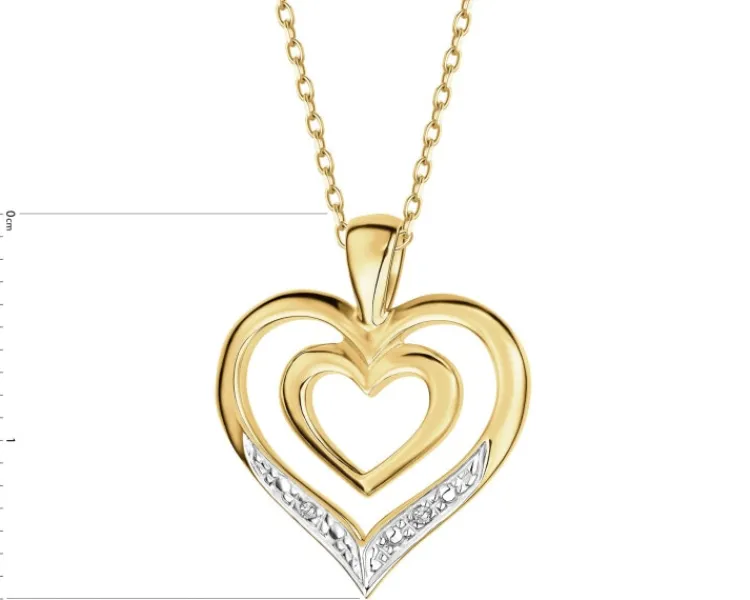 Apart Zawieszka z żółtego złota z diamentami - serca - 0,005 ct - próba 585< Zawieszki