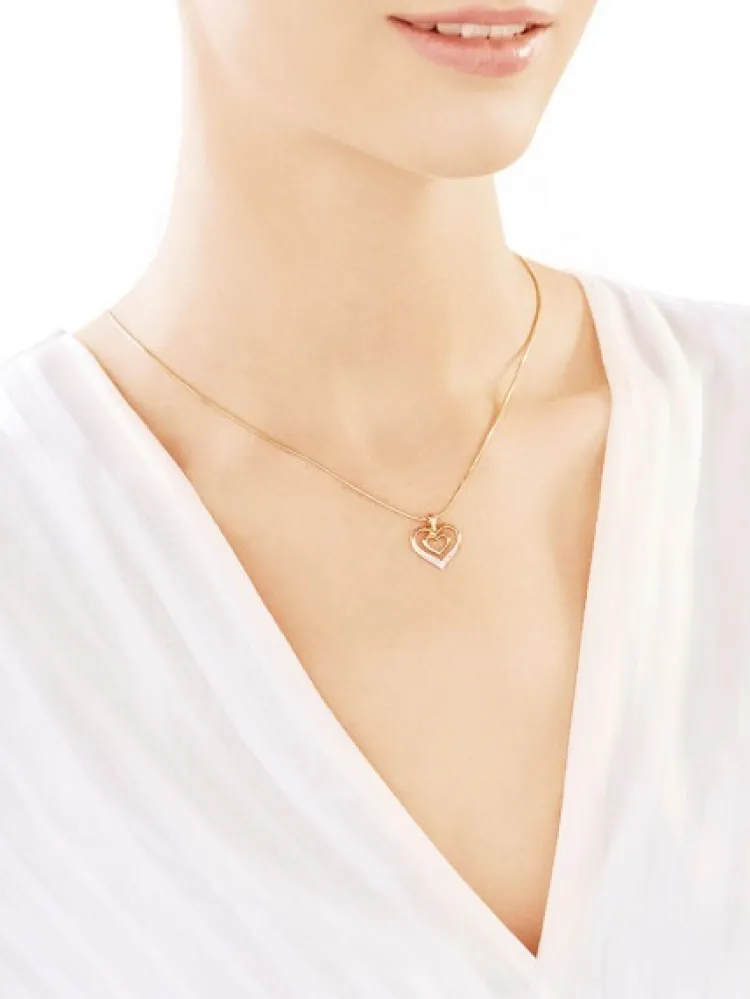 Apart Zawieszka z żółtego złota z diamentami - serca - 0,005 ct - próba 585< Zawieszki
