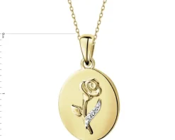 New Apart Zawieszka z żółtego złota z diamentami - róża - 0,006 ct - próba 585