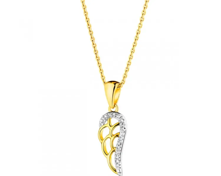 Apart Zawieszka z żółtego złota z diamentami - skrzydło - 0,01 ct - próba 375< Zawieszki