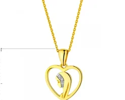 Apart Zawieszka z żółtego złota z diamentami - medalik Matka Boska, serce - 0,006 ct - próba 585< Zawieszki
