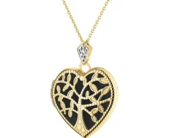 Apart Zawieszka z żółtego złota z diamentem - puzderko - serce, drzewko - 0,005 ct - próba 585< Zawieszki
