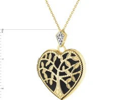 Apart Zawieszka z żółtego złota z diamentem - puzderko - serce, drzewko - 0,005 ct - próba 585< Zawieszki