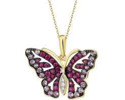 Sale Apart Zawieszka z żółtego złota z diamentami i kamieniami szlachetnymi - motyl - próba 585