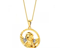 Apart Zawieszka z żółtego złota z diamentami - aniołek - 0,01 ct - próba 375< Zawieszki