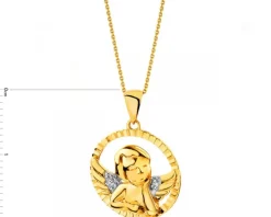 Apart Zawieszka z żółtego złota z diamentami - aniołek - 0,01 ct - próba 375< Zawieszki
