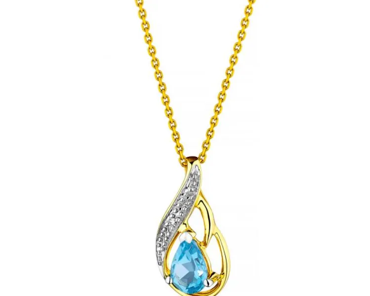 Apart Zawieszka z żółtego złota z diamentem i topazem - próba 585< Zawieszki